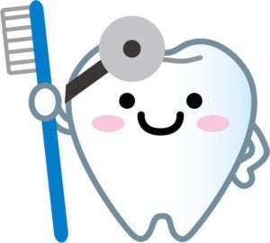 歯ブラシを持った歯のキャラクターの画像